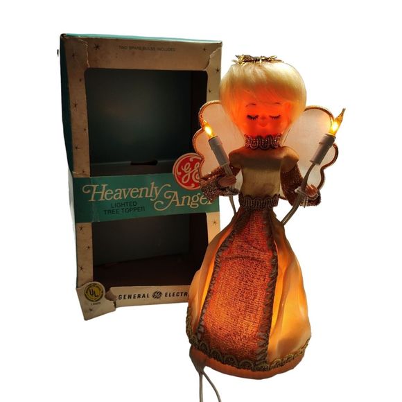 Vintage 60s GE Heavenly Angel Tree Topper Lighted Japan MCM Christmas Kitsch - Picture 1 of 16